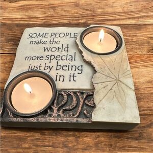 NEW-Inspirational Cream and Black Candle Holder, SCENT UNLEASHED LLC